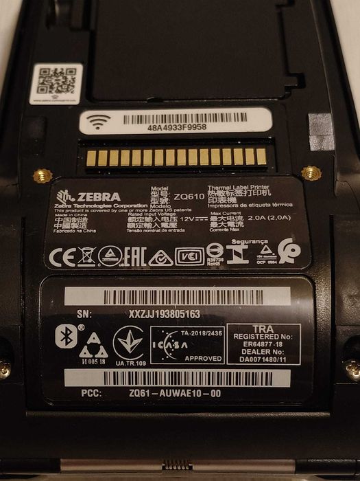 Imprimanta termica mobila de etichete Zebra ZQ610, Wi-Fi, bluethoot