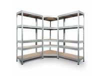 Pachet 3 rafturi metalice cu coltar, 5 polite cadru otel galvanizat