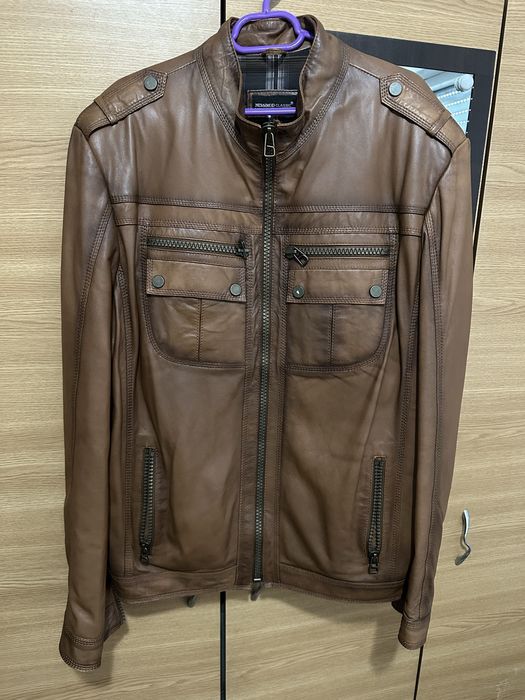 Geaca de piele barbateasca,maro Nessimod classic