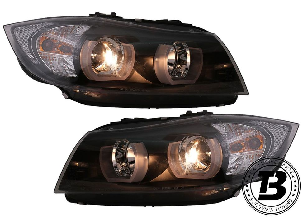 Faruri LED Angel Eyes compatibile cu BMW Seria 3 E90 3D U LED Design