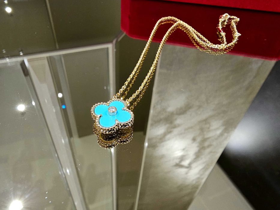 Van Cleef & Arpels VCA Gold Turquoise Diamond Alhambra Дамско Колие
