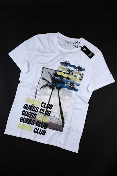 ПРОМО GUESS- М и L - Оригинална мъжка бяла тениска