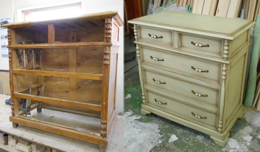 Реставрация комодов, стульев, кухонных фасадов.