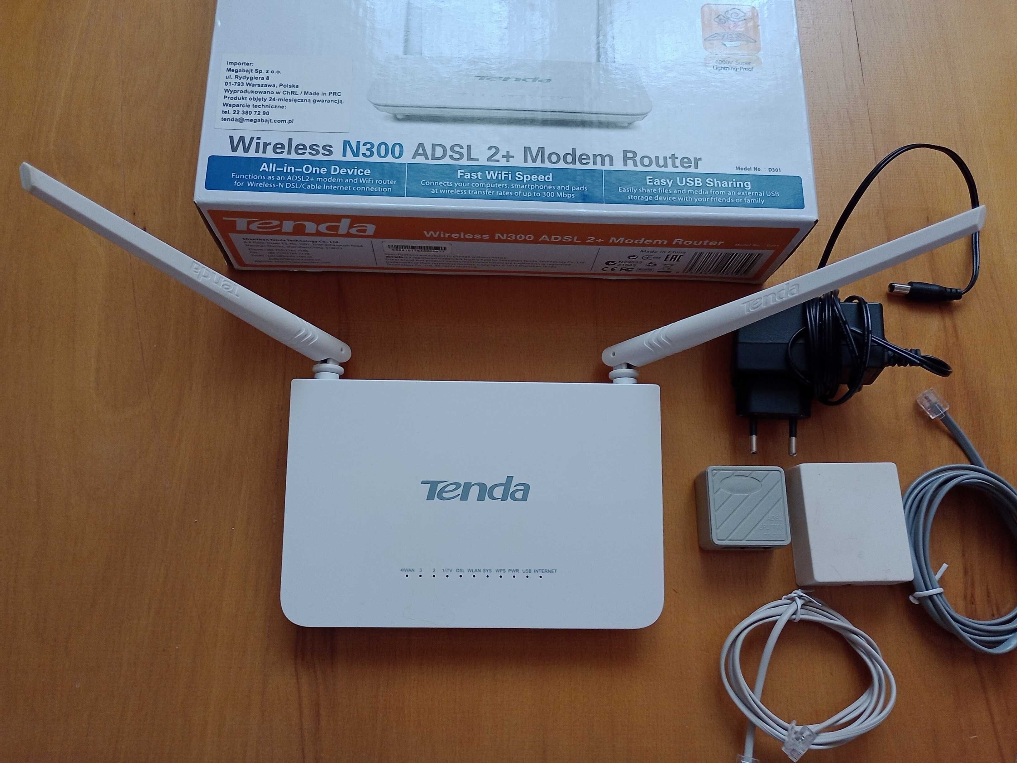 Modem - Router wirelles Tenda N300 ADSL 2, functional