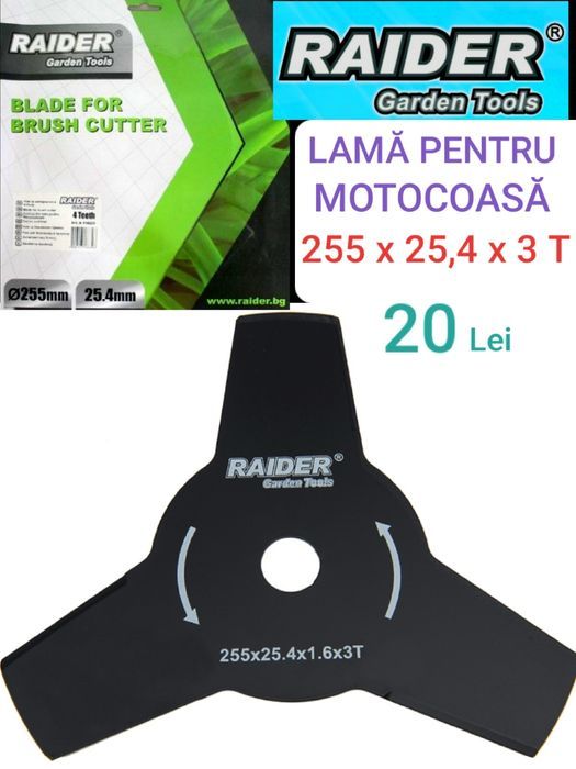 CUTIT pentru motocoasă 255 x 25,4 x 3T RAIDER (Bulgaria) NOUĂ - 30 Lei