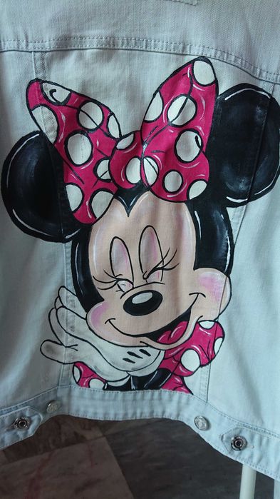 Minnie mouse ръчно рисувано дънково яке
