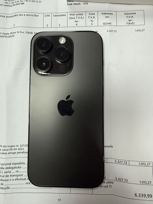 Iphone 14 pro 128GB space grey, neverlocked