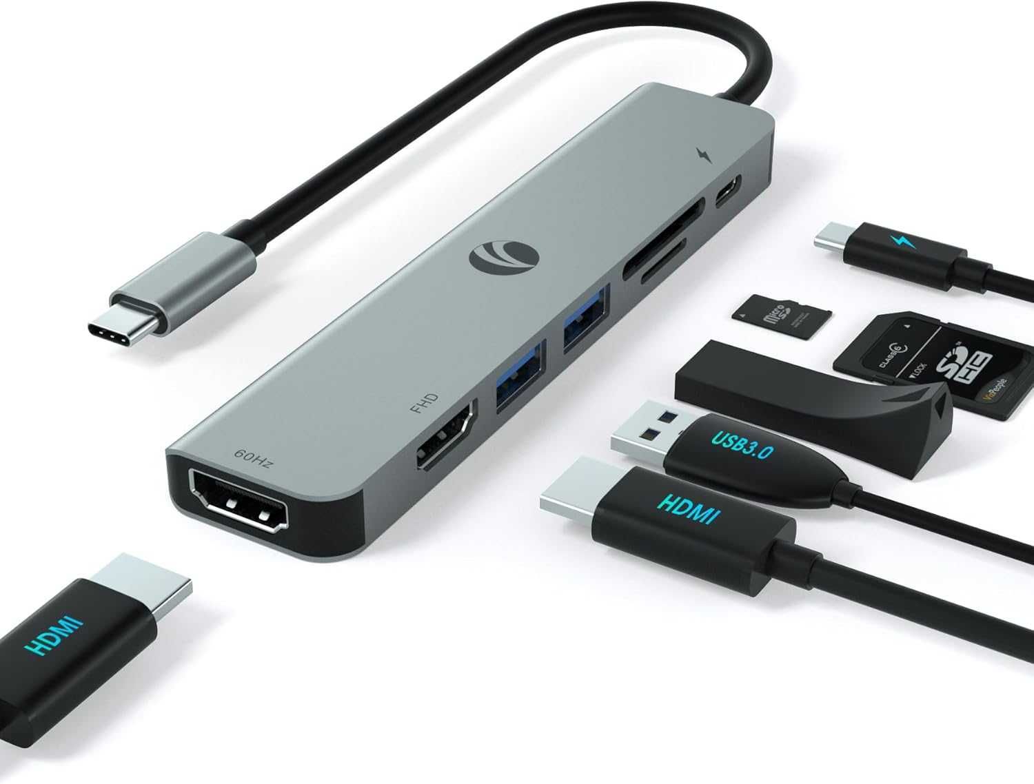 VCOM 7-в-1 USB C хъб два монитора с 4K HDMI 1080P HDMI 2*USB 3.0 данни