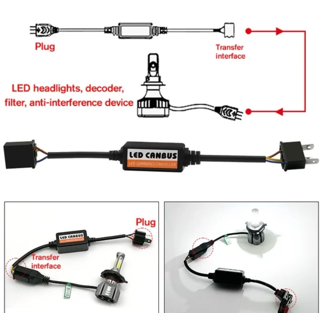 Led canbus декодер за грешка H1,H4,H7.HB3 декодер изгоряла кушка лед