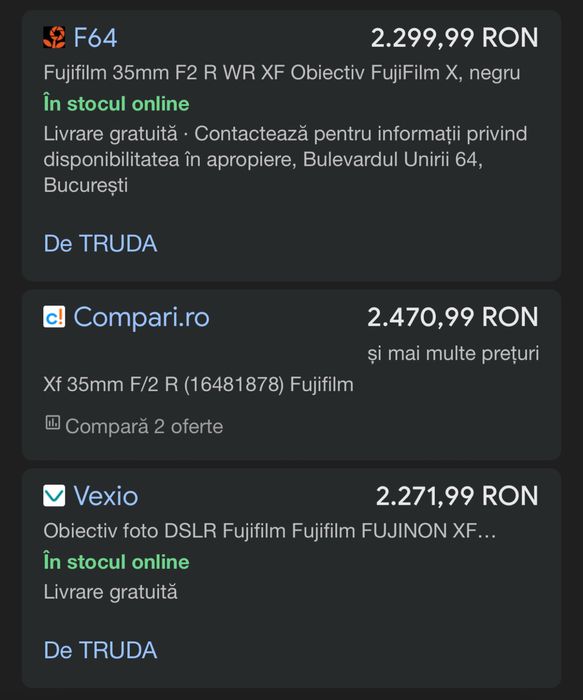 Obiectiv Fujifilm Fujinon XF33mm F1.4RLMWR/ Fujinon XF35mm F2RWR/ Noi