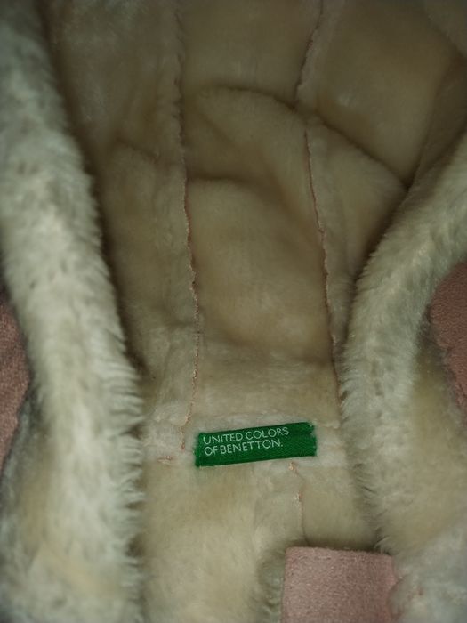 Еко-кожа, детско дамско зимно палто марка- United  Colors Of Benetton