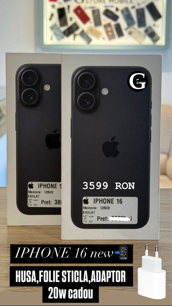 G Store Mobile! OFERTA: iPhone 16 128gb,NOU-CADOU!