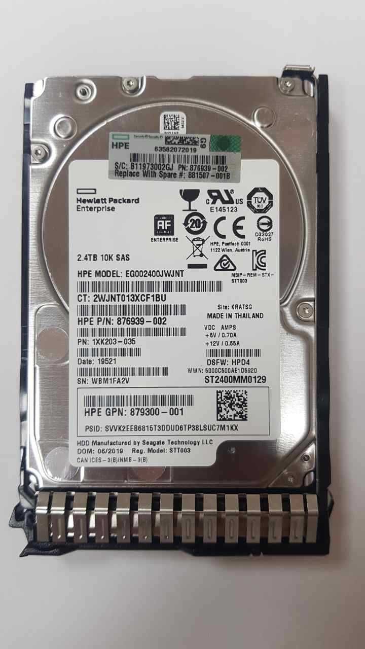 СРОЧНО HPE: EG002400JWJNT - 2.4TB 10K SAS 12Gbps SFF SC 512e DS HDD