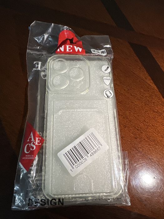 Прозрачный чехол с кардхолдером на айфон 14 про