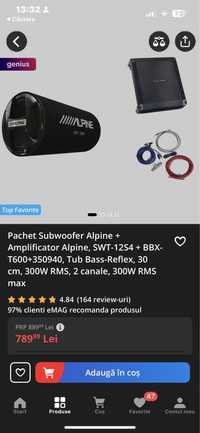 Set Subwoofer + Amplificator de la Alpine
