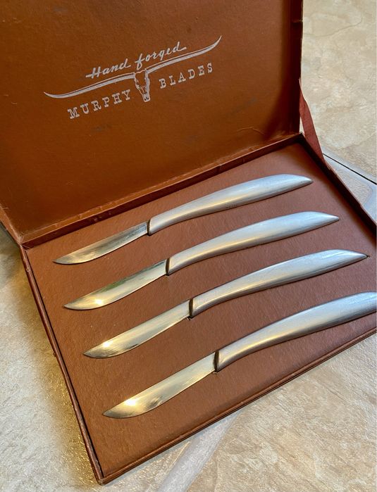 Set 4 cutite de steak Murphy forjate manual din anii 1930-1940