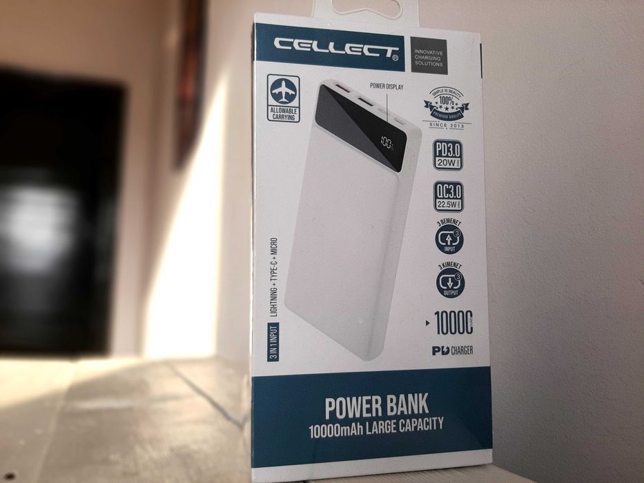 Външна батерия Cellect 10000 mAh 3in1 (Lightning + Type-C + Micro)