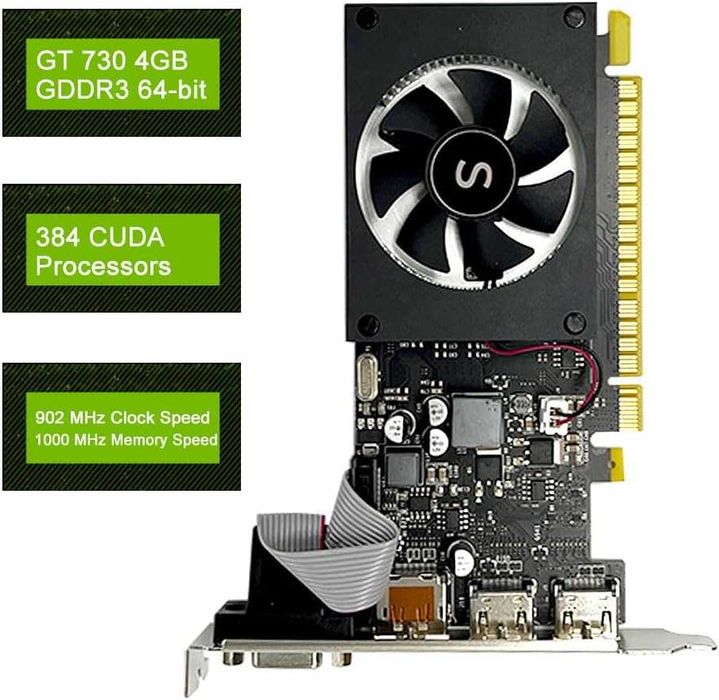 SAPLOS Placă Video GT 730 4GB DDR3 HDMI DisplayPort VGA Low Profile