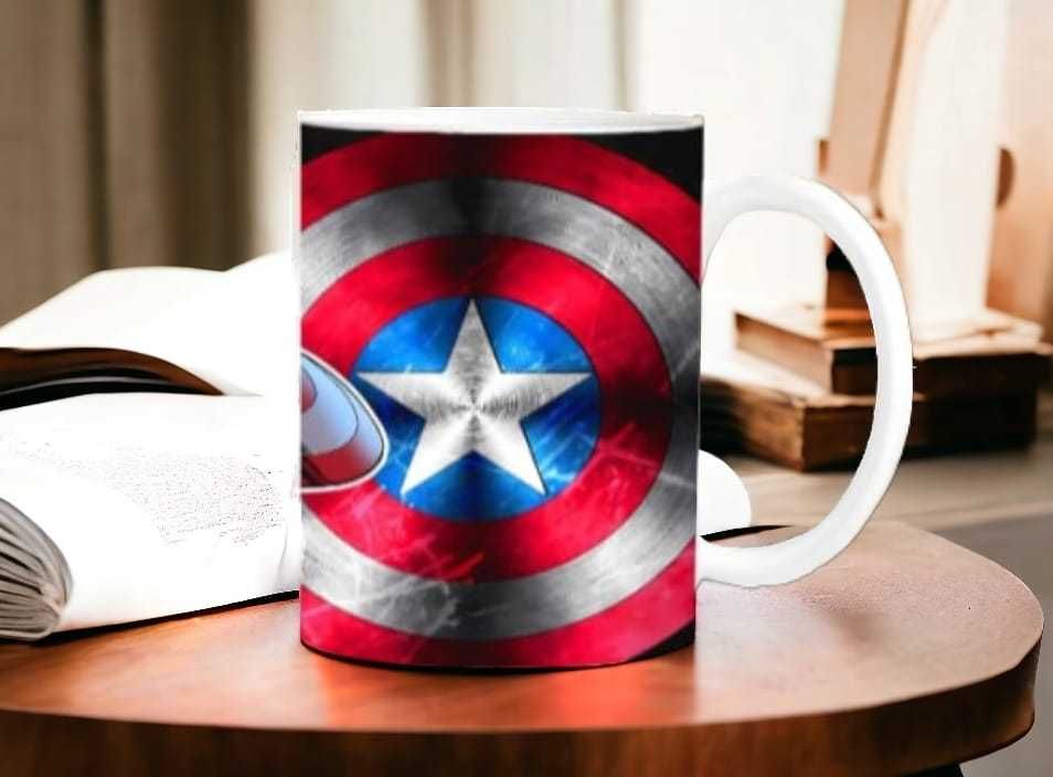 Cana personalizata, Captain America, Ceramica, Alb, 350 ml