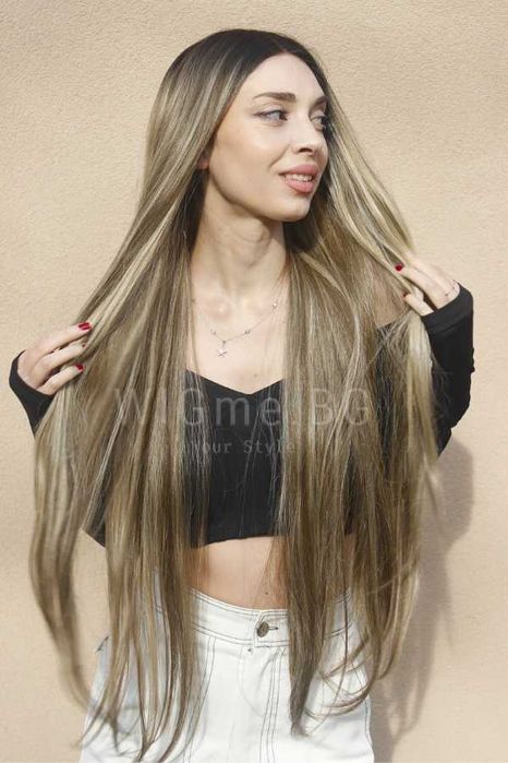 Дълга тъмноруса лейс фронт перука Зейна