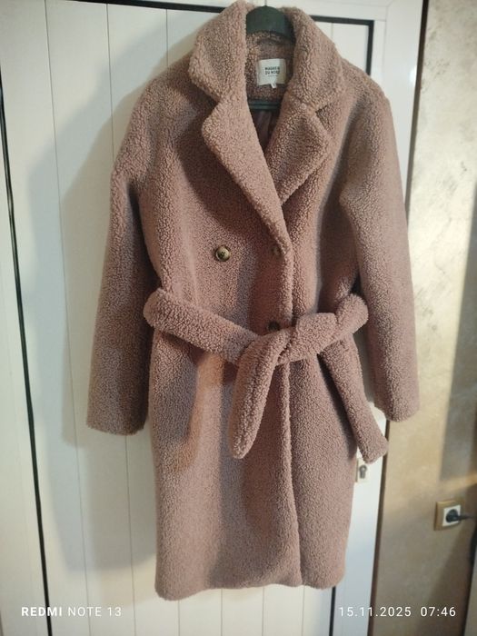 Дамско палто цвят пепел от рози размер М