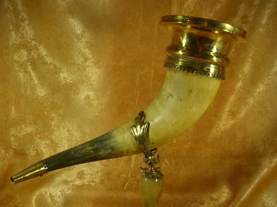 Cupa, vaza, Baroc Victorian, corn bovin, bronz, sec 19