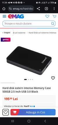 Hard disk extern Intenso Memory Case 500GB 2.5 inch USB 3.0 Black (nou