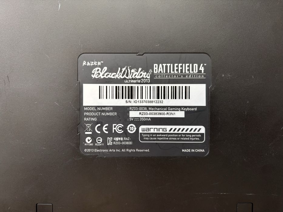 Tastatura Razer Battlefield 4 Black Widow Ultimate Edition