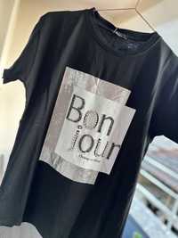Дамска тениска Bon jour с камъчета