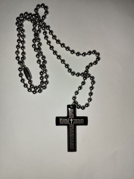 Lănțișor bile din oțel inoxidabil 100% cu pandantiv cruciuliță titan
