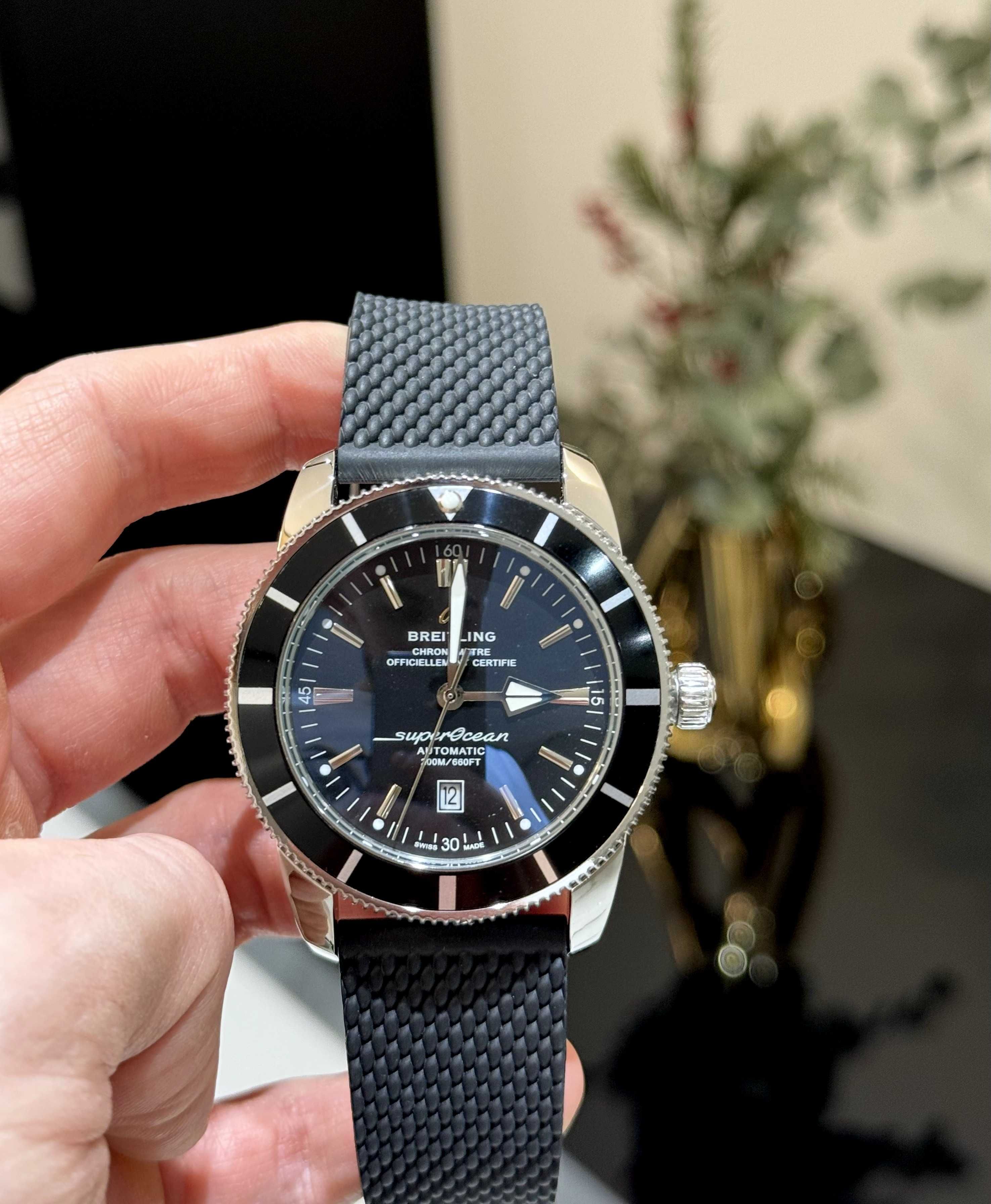 breitling superocean silver black