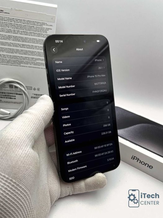 iPhone 15 Pro MAX, 256GB, Black Titanium, КАТО НОВ, 1г. ГАРАНЦИЯ!
