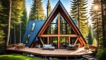 Casa si Cabana stil A-Frame pe structura de lemn