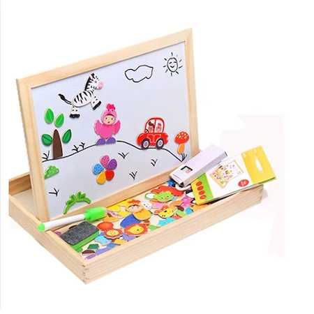 Puzzle magnetic si tabla, joc educativ multifunctional, Montessori