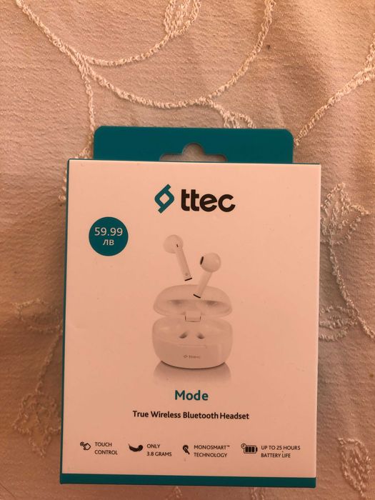 Bluetooth слушалки ttec Mode – бели, неразпечатани