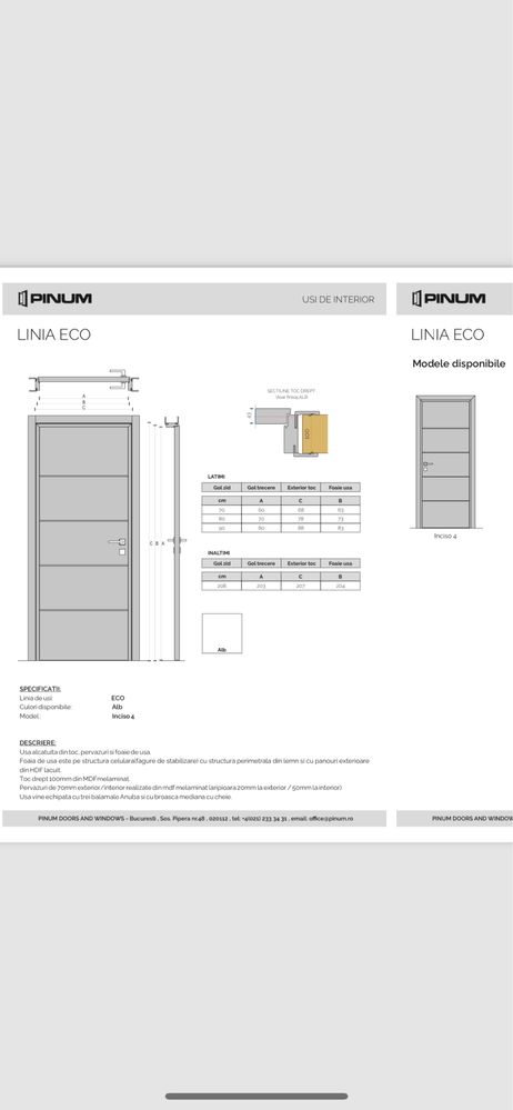 Usi PINUM linia ECO INCISO 4 noi