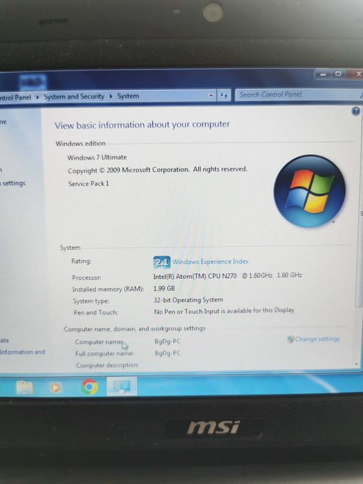 Mini laptop MSI pentru piese