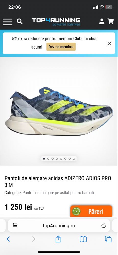 Pantofi de alergare adidas ADIZERO ADIOS PRO 3 M marimea 40