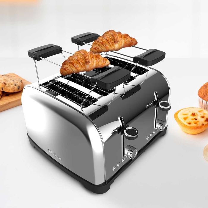 Вертикален тостер Cecotec Double Inox 1700W 2 секции, 4 филии