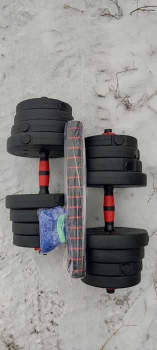 Гантели разборные 30 кг 2×15 кг, можно собрать штангу