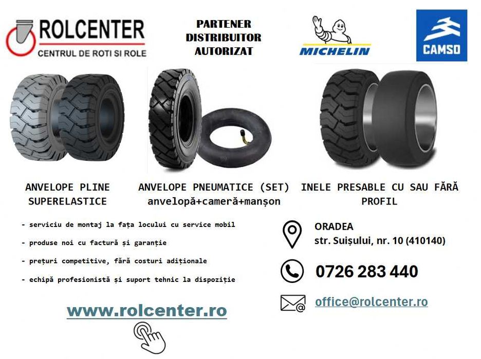 Anvelope industriale Camso, Michelin, Continental, Trelleborg