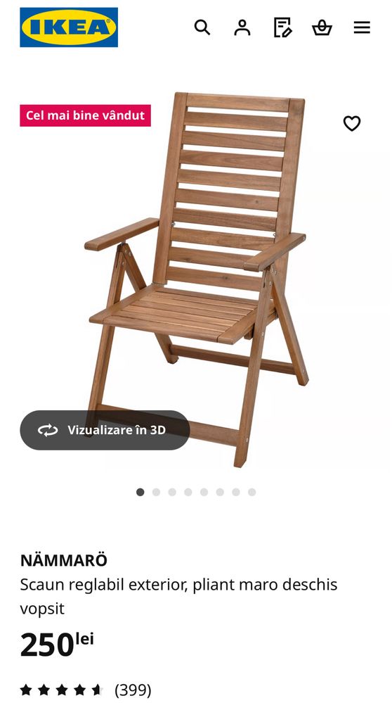 Vand set IKEA 4 scaune pliabile+perne exterior