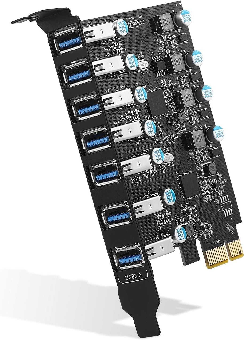 Placă expansiune PCI-E USB 3.0 7 porturi (7X USB-A),convertor hub USB3