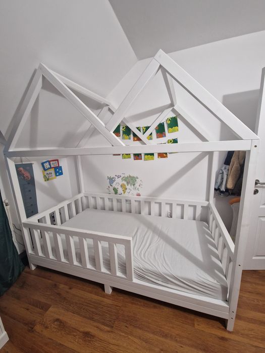 Pat copii tip casuta lemn