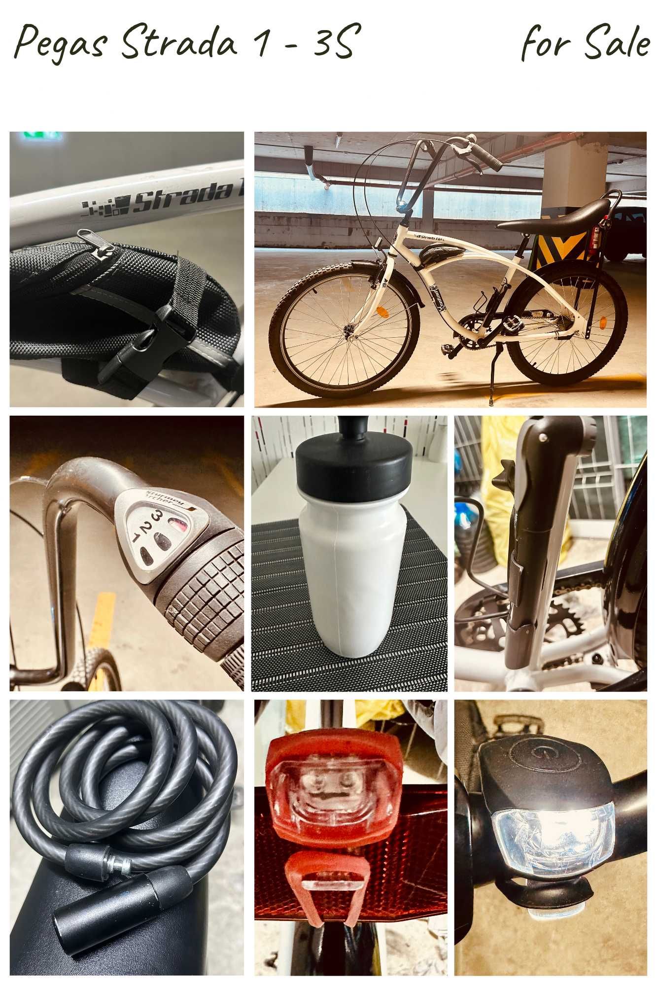 Pegas Strada 1 3S, alb, 3 viteze, cu accesorii