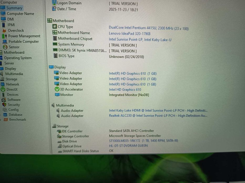 Laptop Lenovo Ideapad 320, gen 7, Pentium Gold, 8gb ddr4, 1tb, full HD