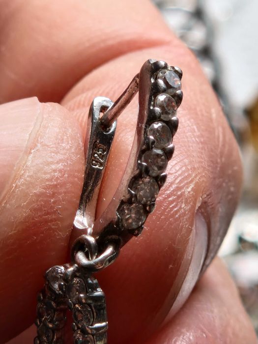 Cercei din argint cu inimă și pietre – stare impecabilă