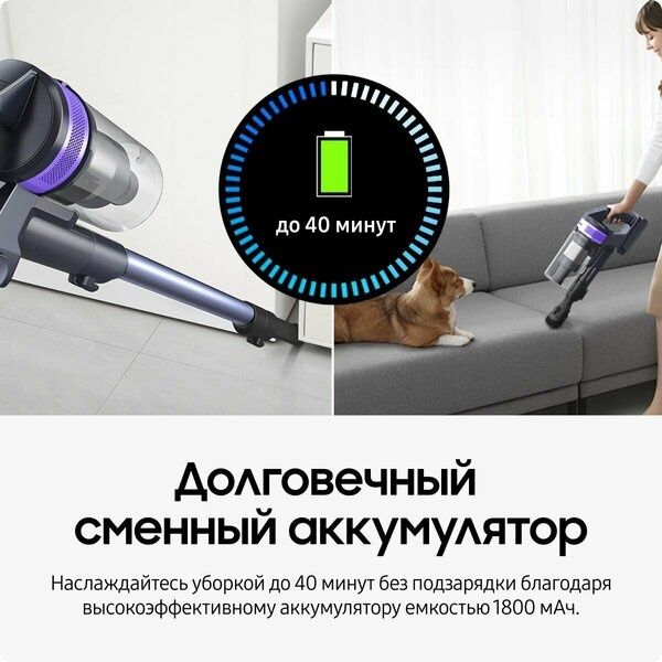Вертикальный пылесос для дома Samsung VS15A6031R4/EV, 410