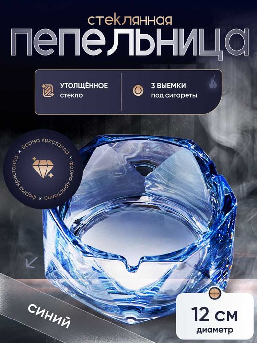 Пепельница стеклянная с геометрическим дизайном