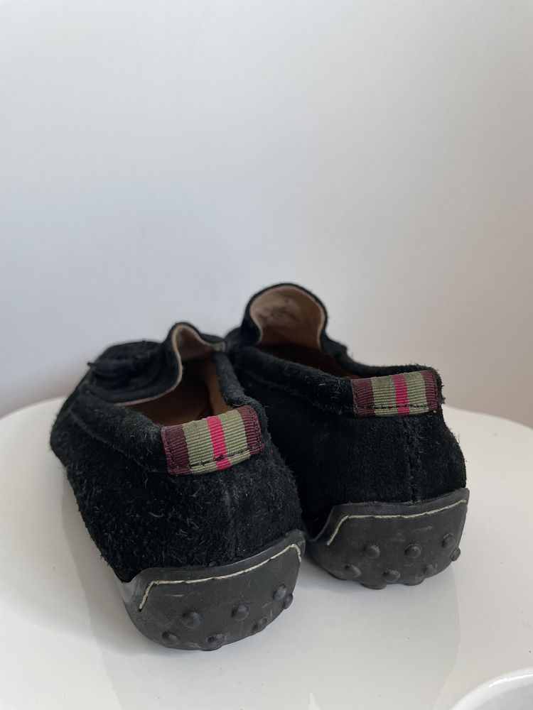 Mocasini piele intoarsa neagra//38